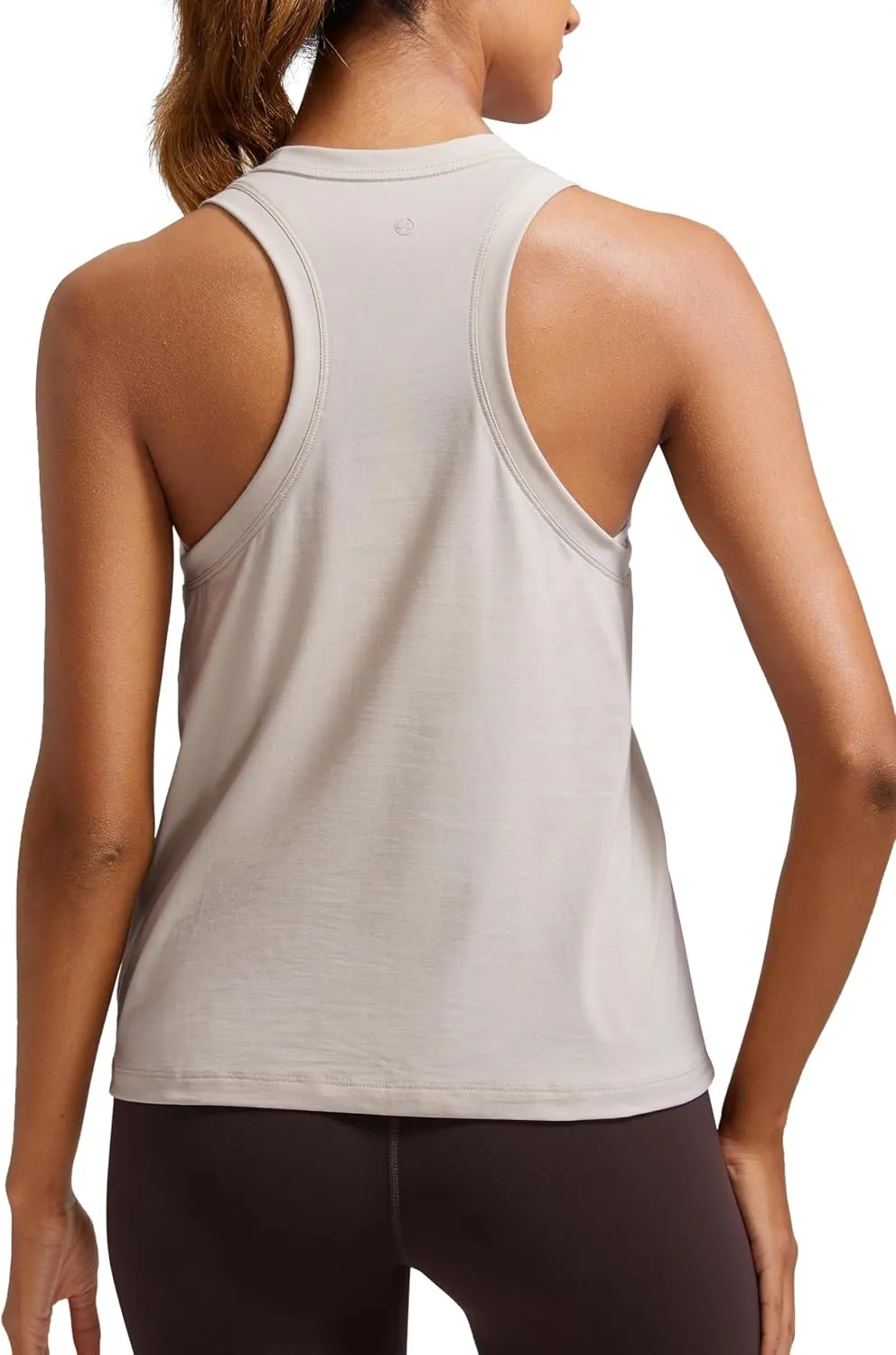 CRZ YOGA Womens Pima Cotton High Neck Workout Tank Racerback Athletic Sleeveless Tops Basic Casual Yoga Shirts