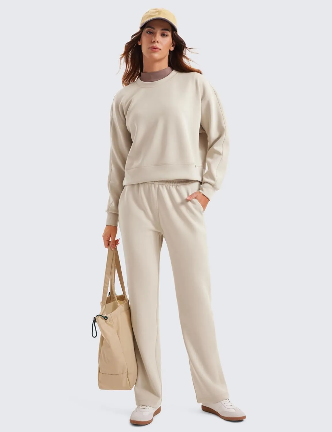 CRZ YOGA Womens SoftAura Crewneck Sweatshirt Long Sleeve Workout Casual Pullover Basic Fall Tops