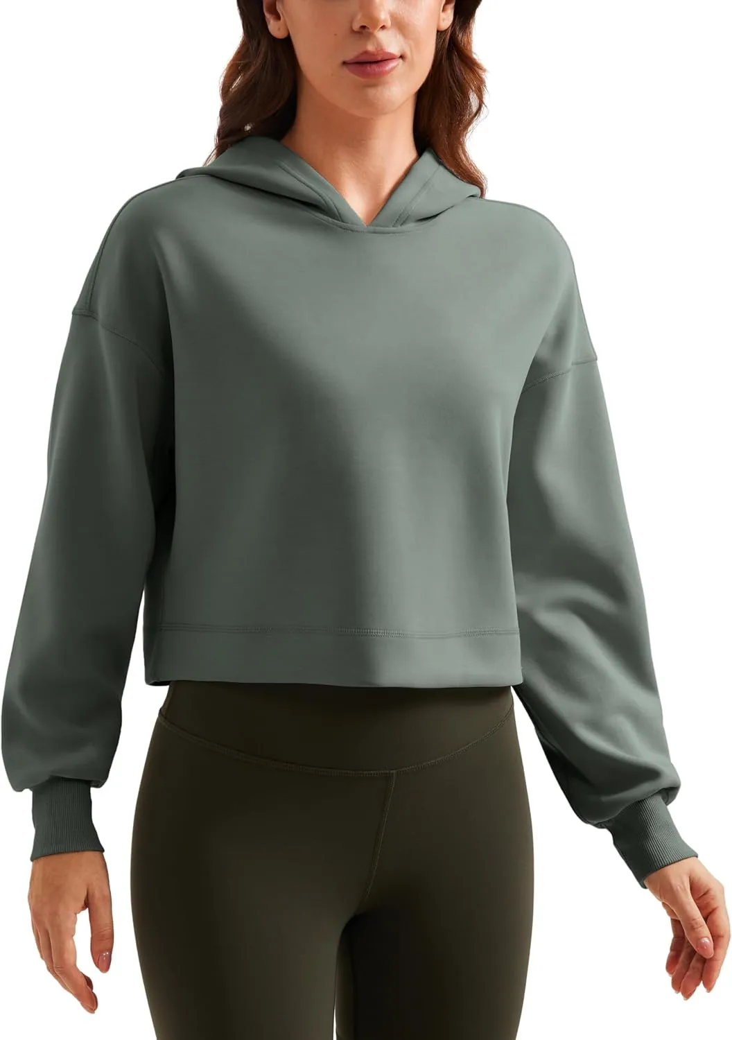 CRZ YOGA Womens SoftAura Cropped Hoodie Long Sleeve Hooded Sweatshirt Basic Workout Casual Pullover