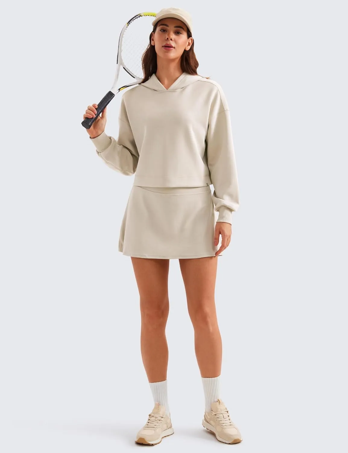 CRZ YOGA Womens SoftAura Cropped Hoodie Long Sleeve Hooded Sweatshirt Basic Workout Casual Pullover