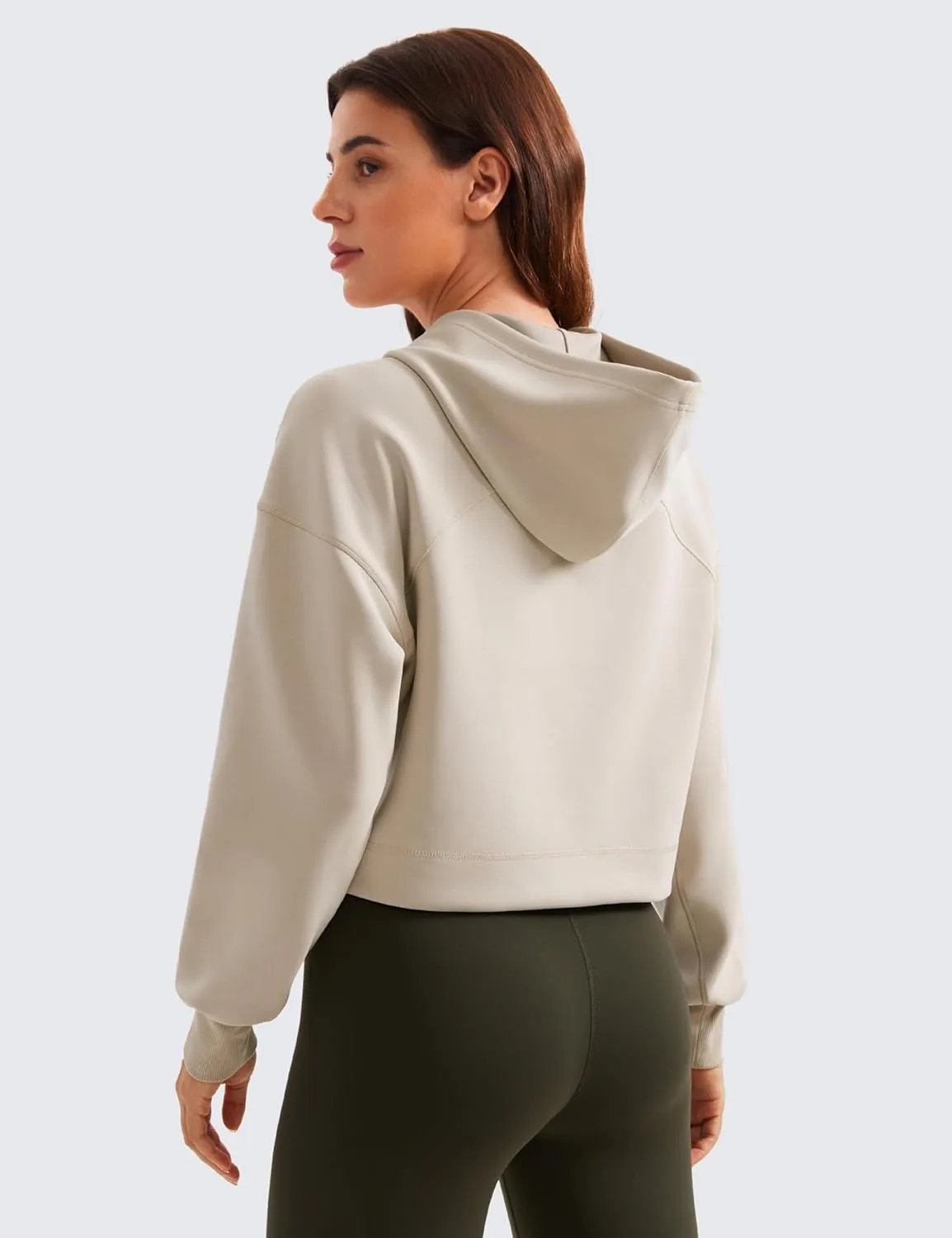 CRZ YOGA Womens SoftAura Cropped Hoodie Long Sleeve Hooded Sweatshirt Basic Workout Casual Pullover