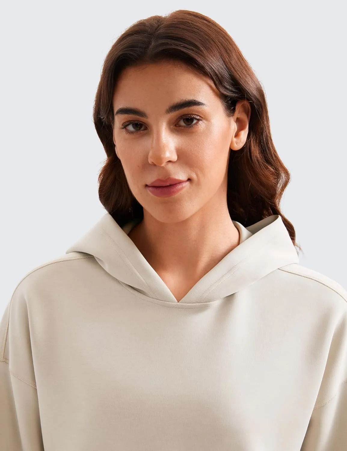 CRZ YOGA Womens SoftAura Cropped Hoodie Long Sleeve Hooded Sweatshirt Basic Workout Casual Pullover