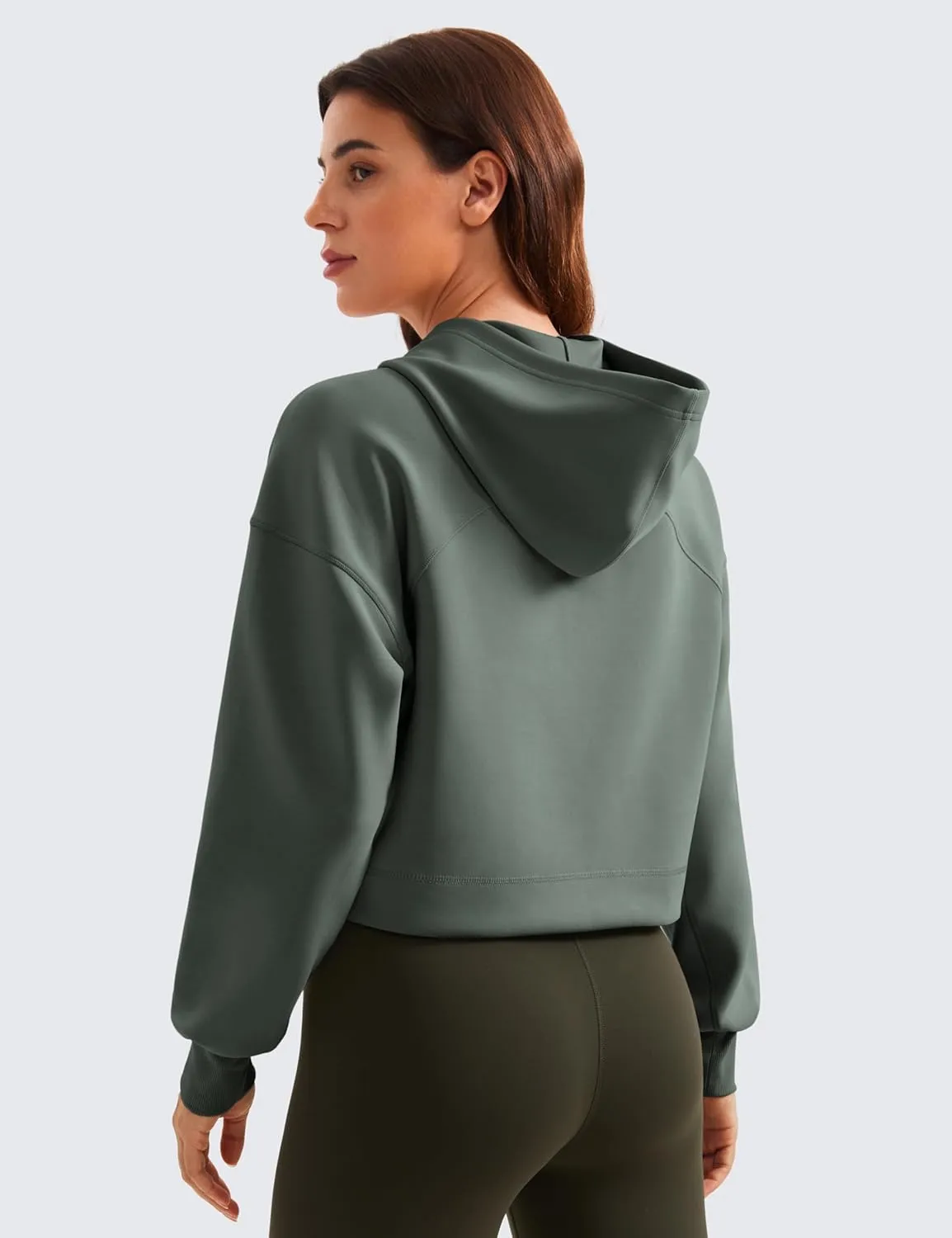 CRZ YOGA Womens SoftAura Cropped Hoodie Long Sleeve Hooded Sweatshirt Basic Workout Casual Pullover