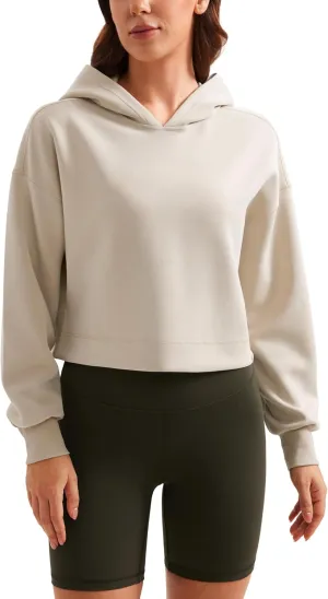 CRZ YOGA Womens SoftAura Cropped Hoodie Long Sleeve Hooded Sweatshirt Basic Workout Casual Pullover