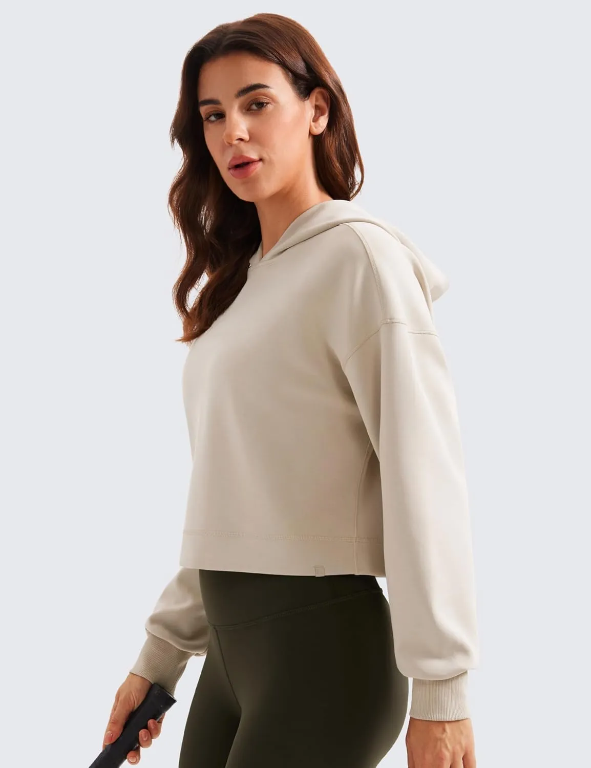 CRZ YOGA Womens SoftAura Cropped Hoodie Long Sleeve Hooded Sweatshirt Basic Workout Casual Pullover