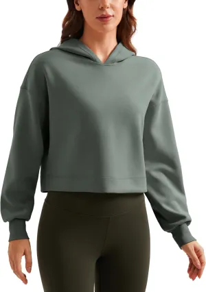CRZ YOGA Womens SoftAura Cropped Hoodie Long Sleeve Hooded Sweatshirt Basic Workout Casual Pullover