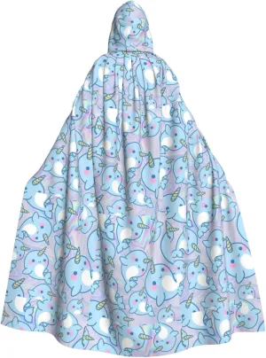 Cute fish print Hooded cape for adults, Oversized Hooded Cloak with Bow Tie, Adult party dress cape