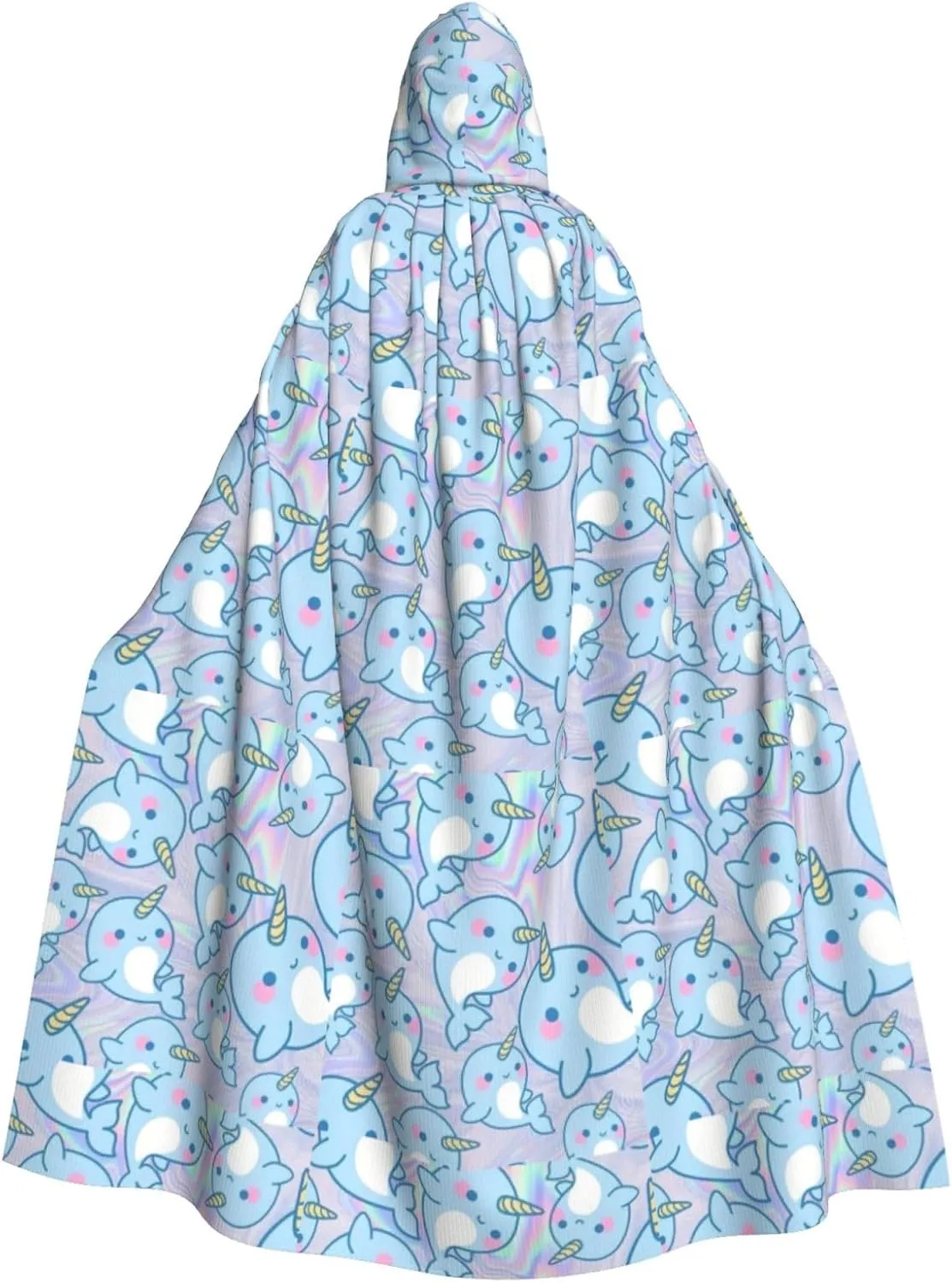 Cute fish print Hooded cape for adults, Oversized Hooded Cloak with Bow Tie, Adult party dress cape