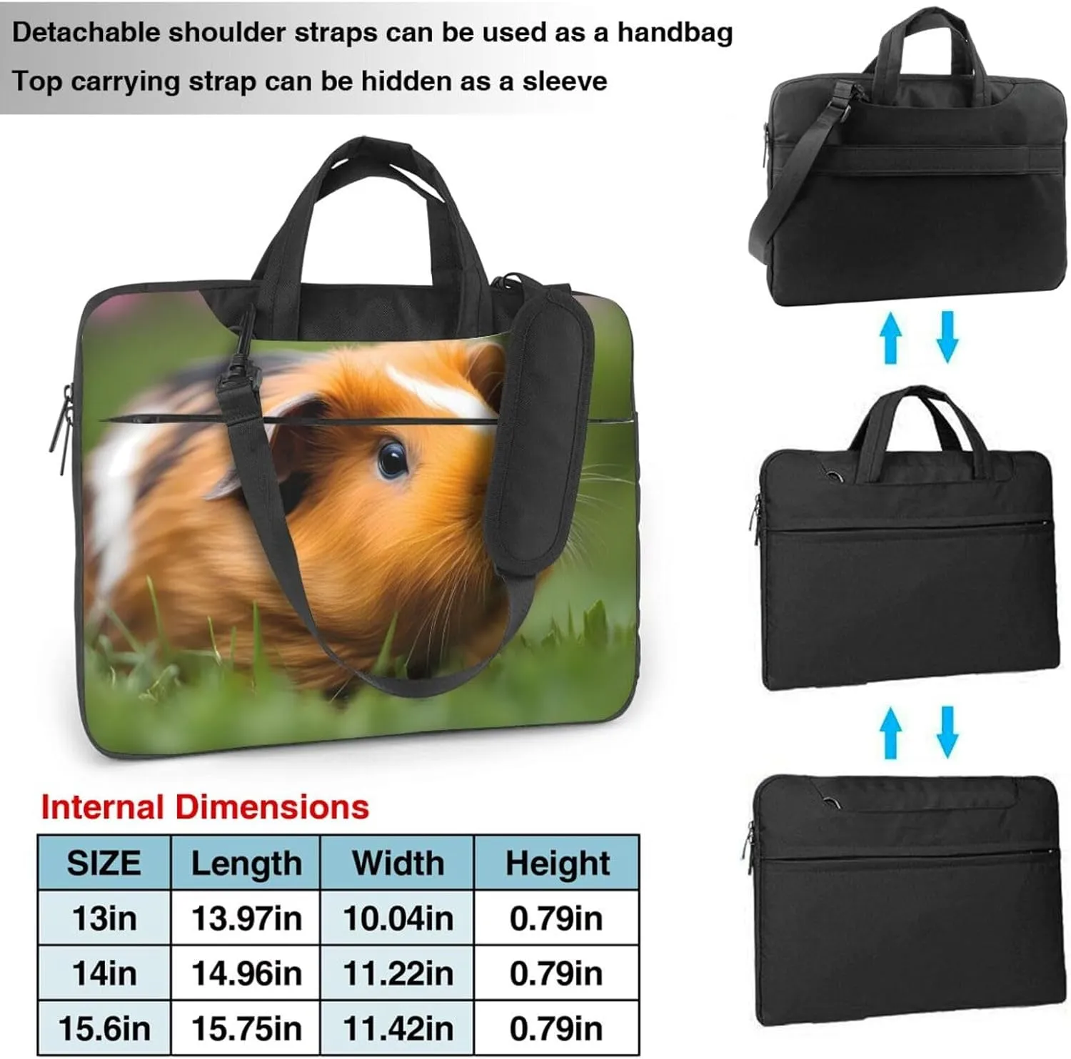 Cute Guinea Pigs pattern Fashionable and ultra-thin shoulder laptop bag Shockproof soft lining
