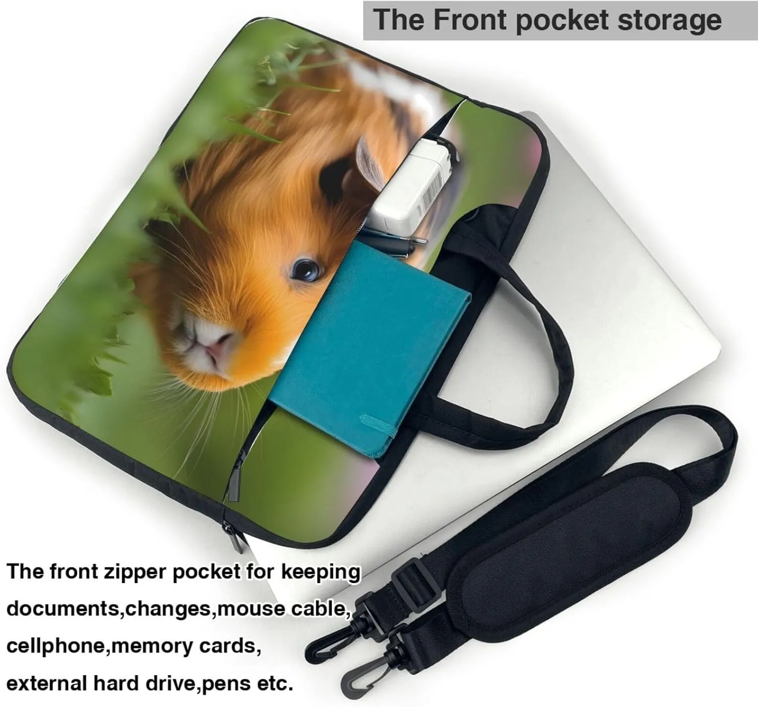 Cute Guinea Pigs pattern Fashionable and ultra-thin shoulder laptop bag Shockproof soft lining