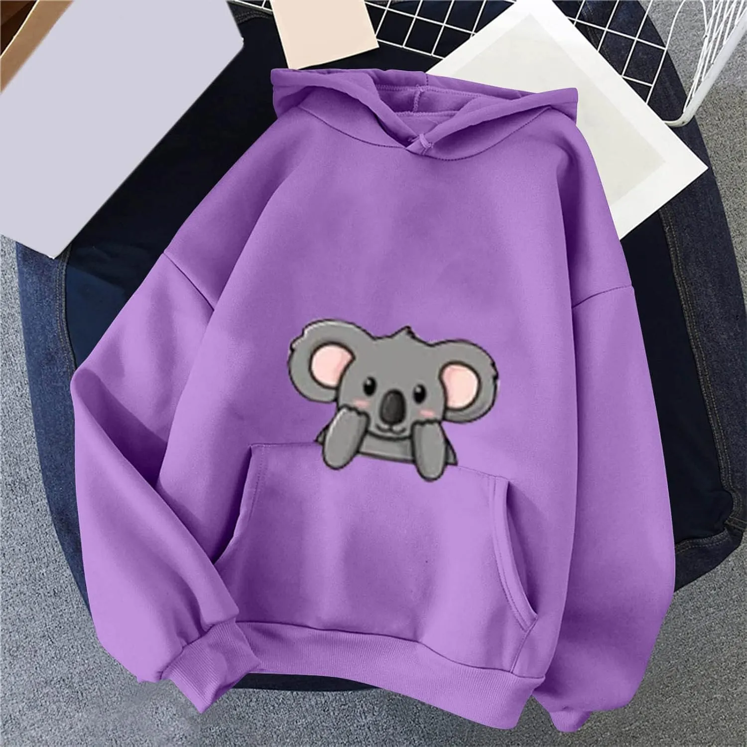Cute Koala Hoodies for Women Kawaii Cartoon Animal Graphic Sweatshirts Loose Casual Fashion Long Sleeve Pullover Tops