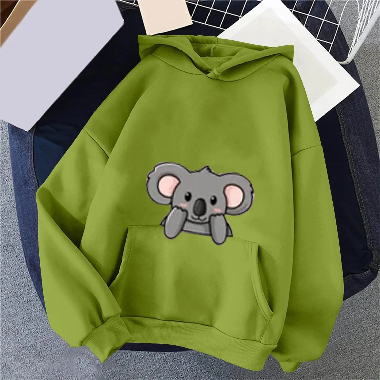 Cute Koala Hoodies for Women Kawaii Cartoon Animal Graphic Sweatshirts Loose Casual Fashion Long Sleeve Pullover Tops