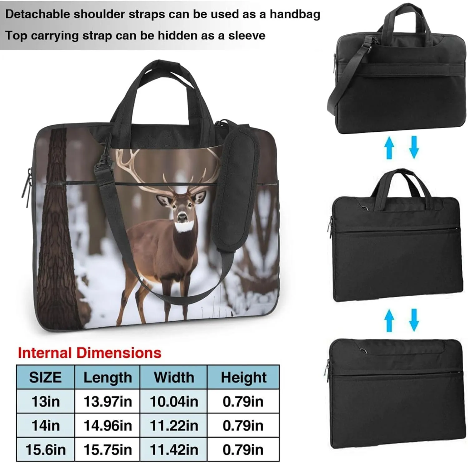 Deer Hunting Season pattern Fashionable and ultra-thin shoulder laptop bag Shockproof soft lining