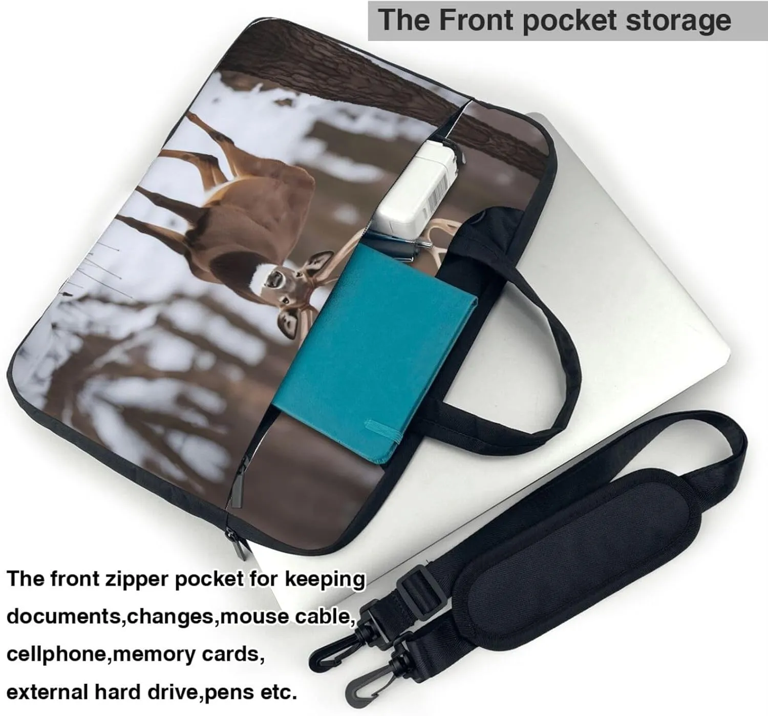 Deer Hunting Season pattern Fashionable and ultra-thin shoulder laptop bag Shockproof soft lining