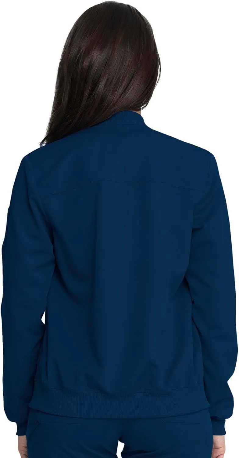 Dickies Women Scrub Jacket Zip Front Warm-Up Rib Knit Collar with 2 Welt Pocket DK365