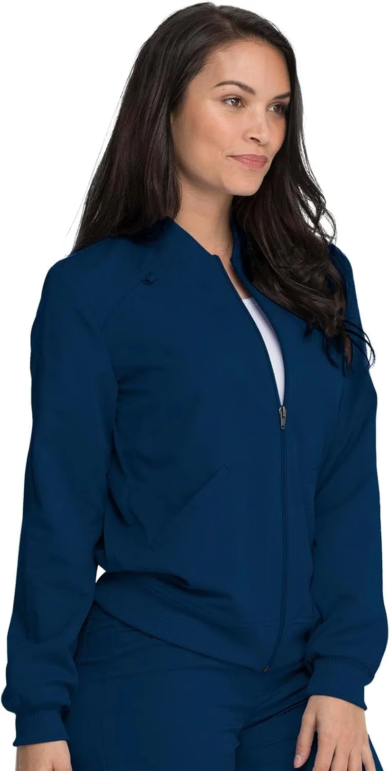 Dickies Women Scrub Jacket Zip Front Warm-Up Rib Knit Collar with 2 Welt Pocket DK365