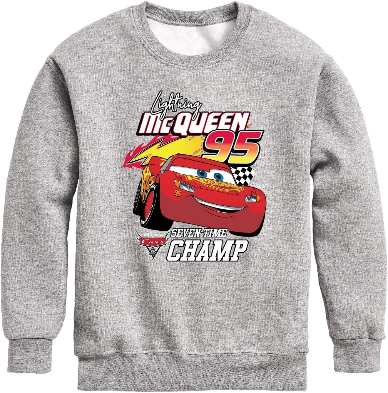 Disney Cars - Lightning Mc Queen Seven Time Champ - Toddler and Youth Crewneck Fleece Sweatshirt