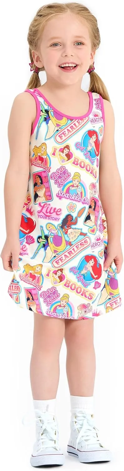 Disney Frozen Elsa Princess Minnie Stitch Toddler Girl Tank Dress Summer Beach Holiday Sleeveless A-Line Sundress 2-13 Years