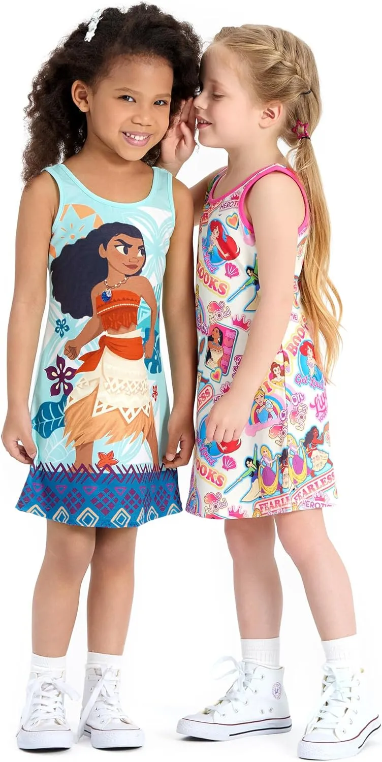 Disney Frozen Elsa Princess Minnie Stitch Toddler Girl Tank Dress Summer Beach Holiday Sleeveless A-Line Sundress 2-13 Years