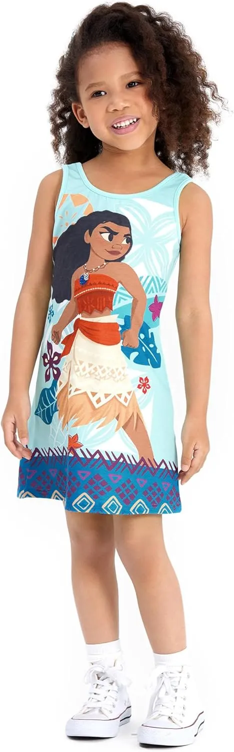 Disney Frozen Elsa Princess Minnie Stitch Toddler Girl Tank Dress Summer Beach Holiday Sleeveless A-Line Sundress 2-13 Years