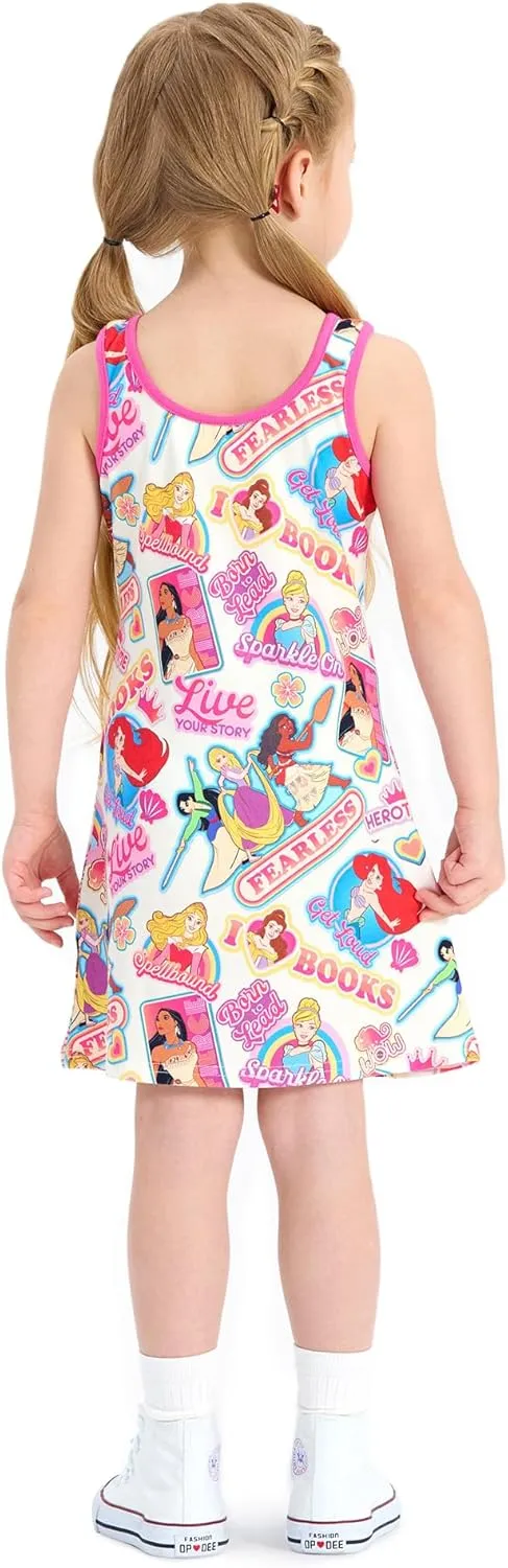 Disney Frozen Elsa Princess Minnie Stitch Toddler Girl Tank Dress Summer Beach Holiday Sleeveless A-Line Sundress 2-13 Years