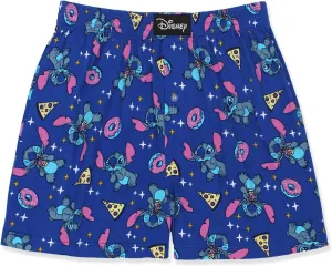 Disney Lilo & Stitch Mens Cotton Jersey Button Fly Boxer Lounge Shorts