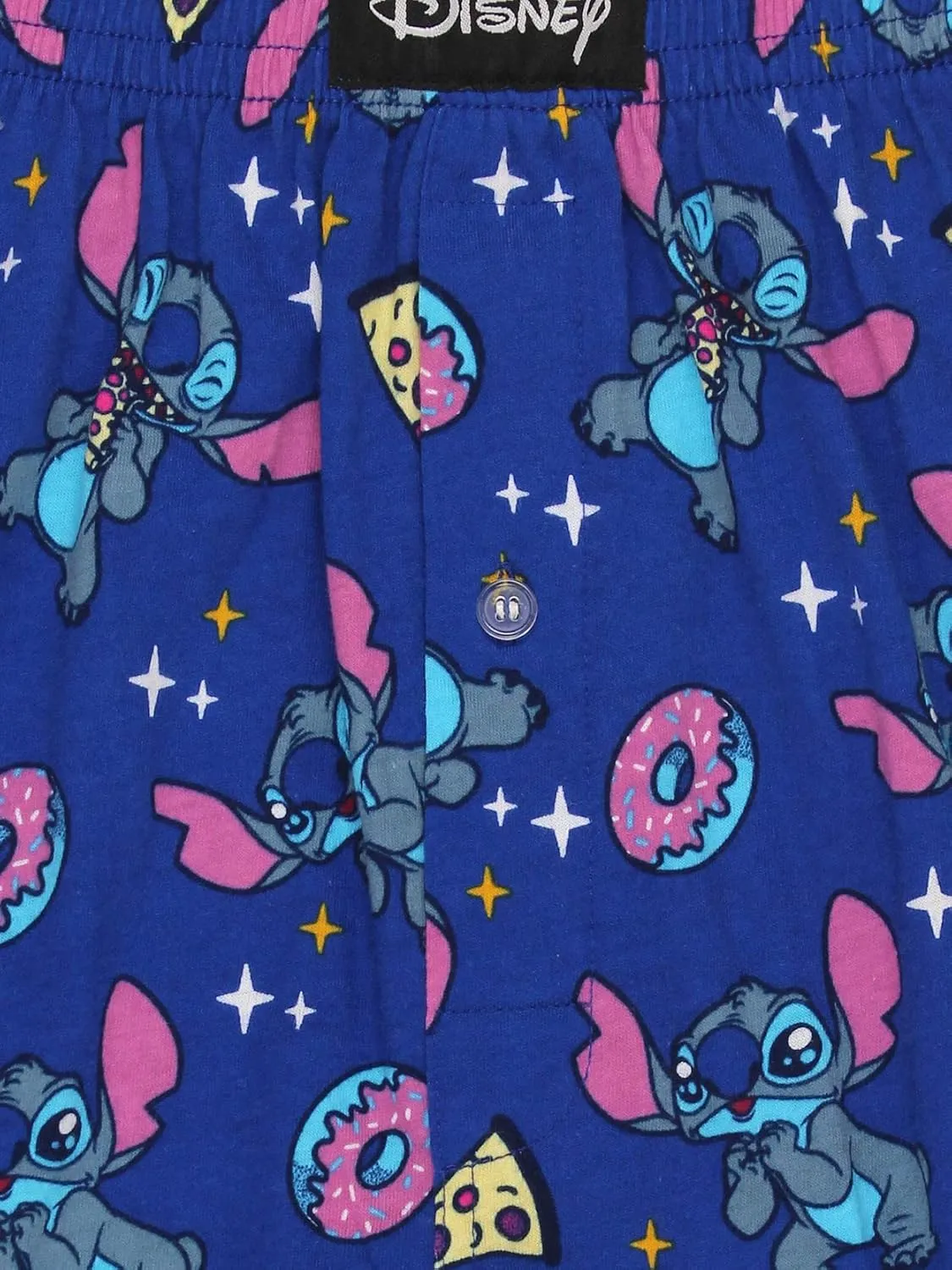 Disney Lilo & Stitch Mens Cotton Jersey Button Fly Boxer Lounge Shorts