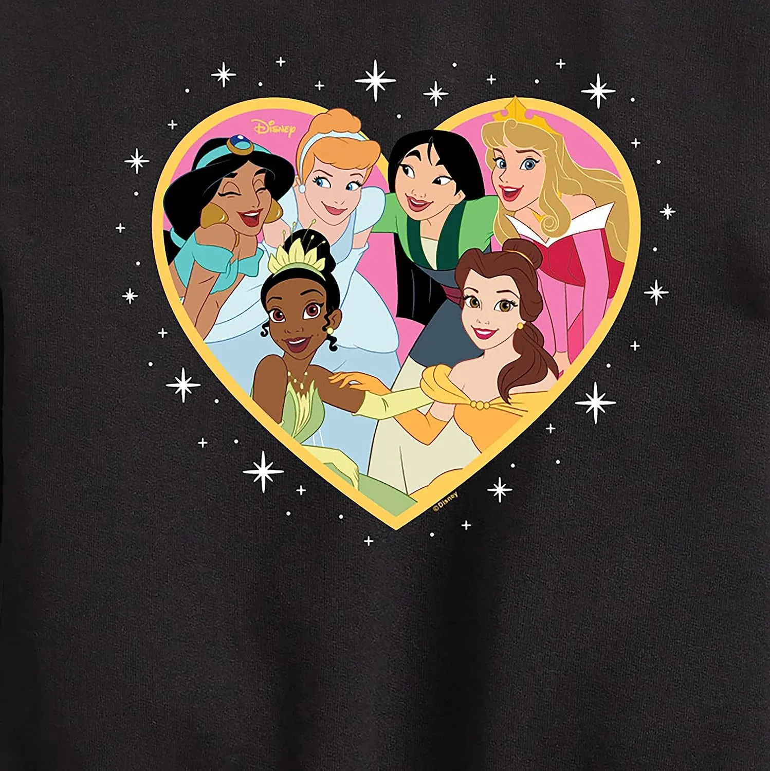 Disney Princess - Princesses Altogether Group Heart - Valentine's Day - Boys and Girls Youth Crewneck Fleece Sweatshirt