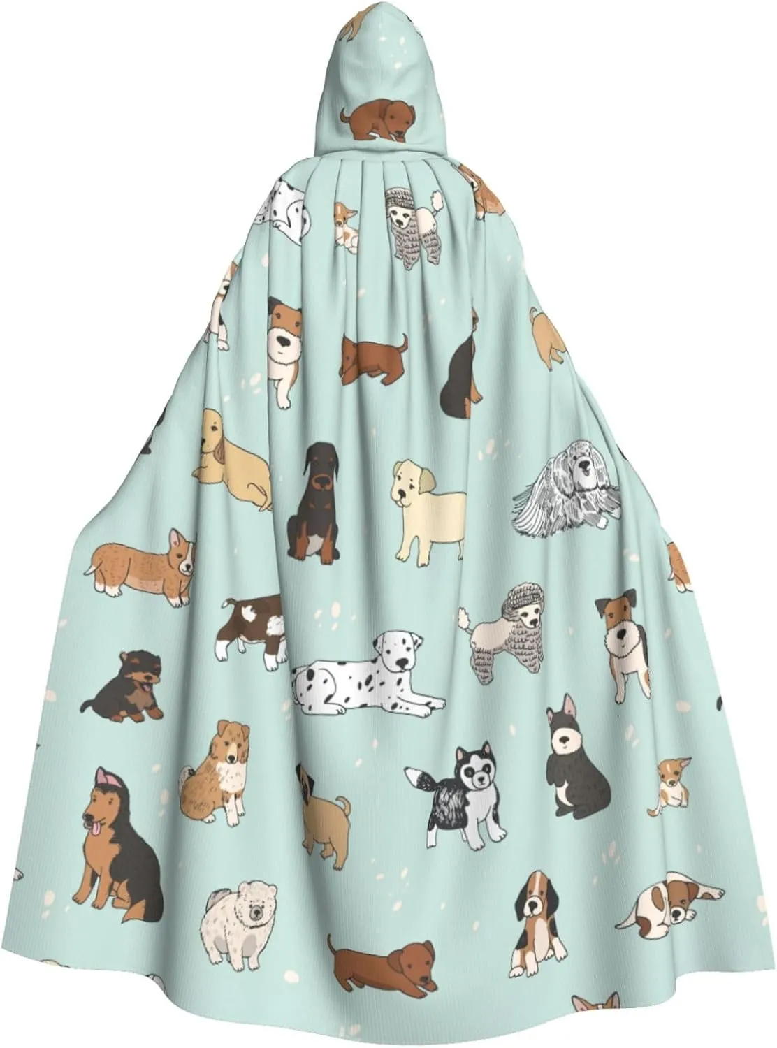 dog print Hooded cape for adults, Oversized Hooded Cloak with Bow Tie, Adult party dress cape