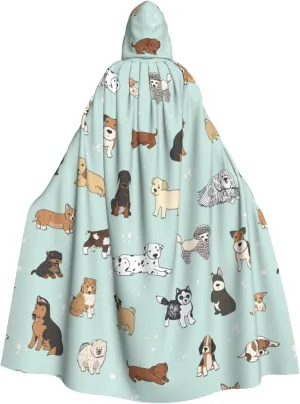 dog print Hooded cape for adults, Oversized Hooded Cloak with Bow Tie, Adult party dress cape