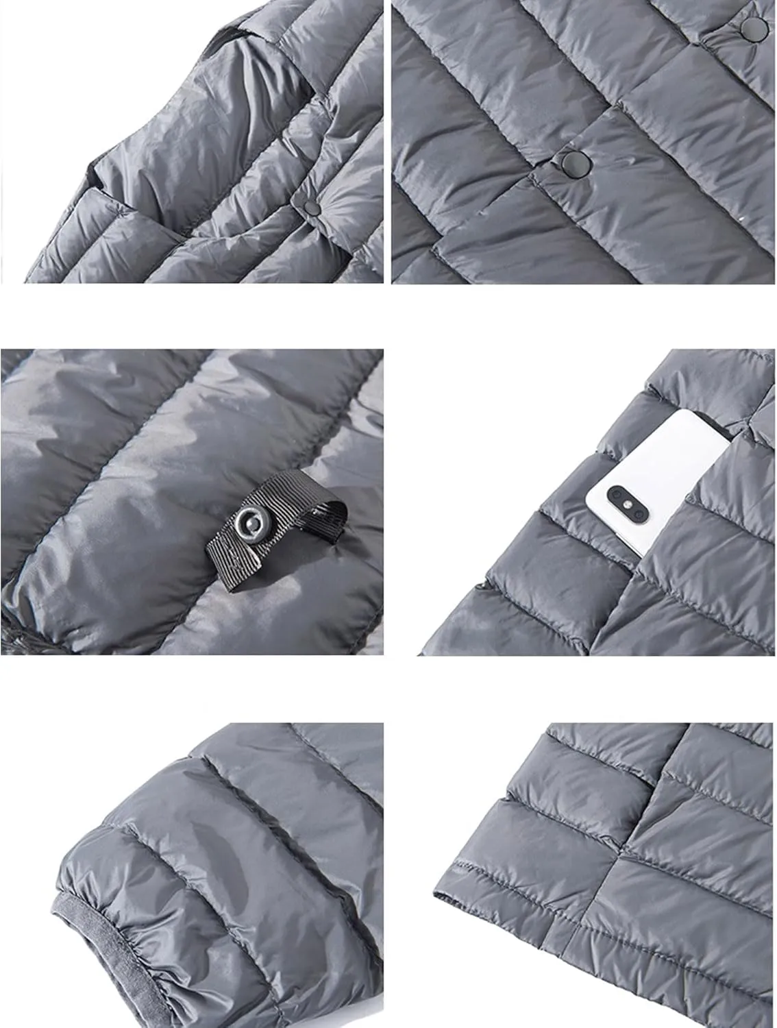 Down jacket men's collarless down round neck V-neck thin section