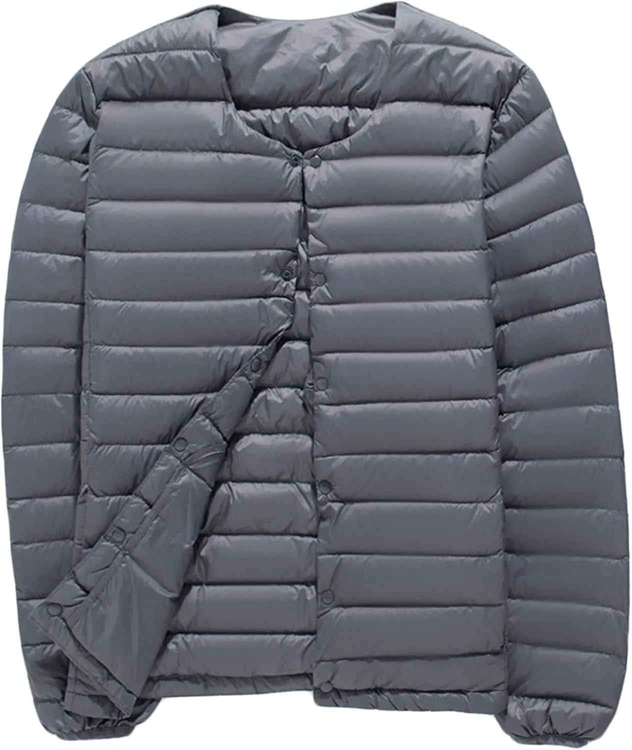 Down jacket men's collarless down round neck V-neck thin section