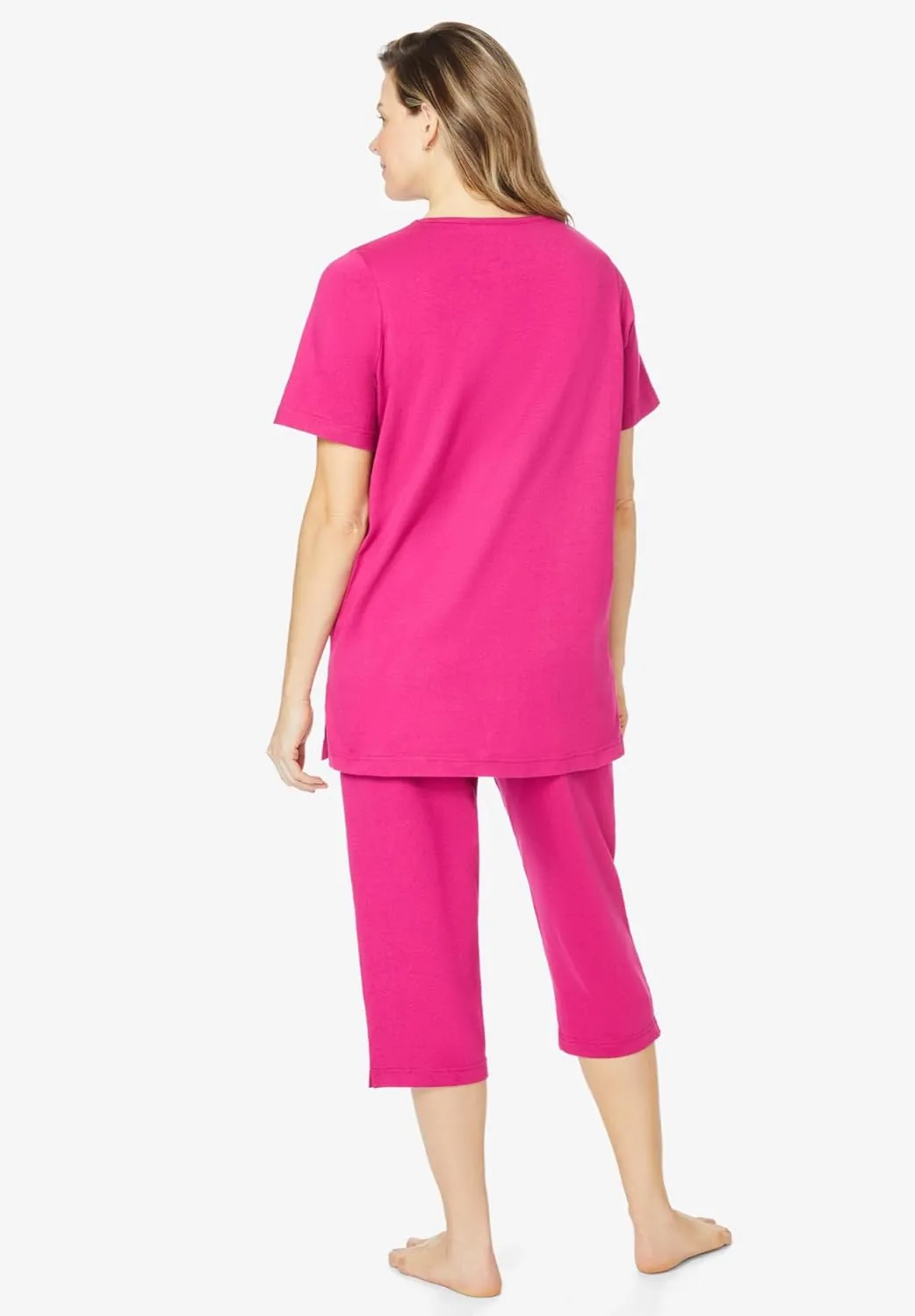 Dreams & Co. Plus Size Knit Capri Sleep Set