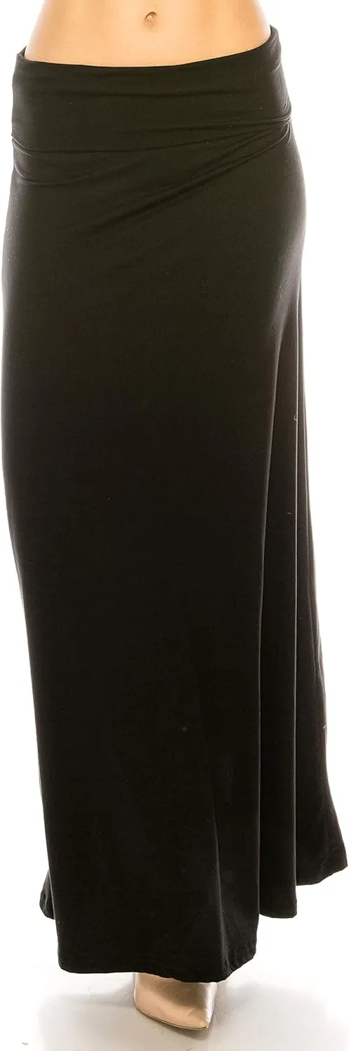 Eevee Women's Printed Foldover Waistband Fashionable Long Maxi Skirt Dress
