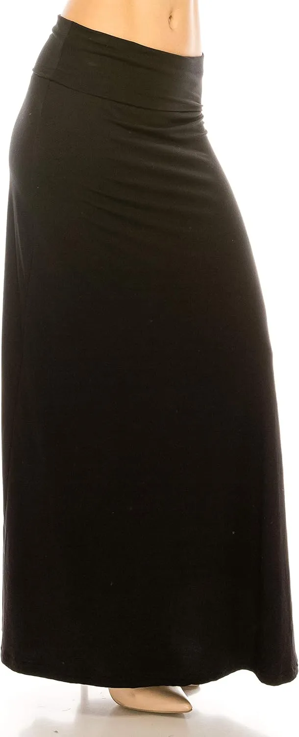Eevee Women's Printed Foldover Waistband Fashionable Long Maxi Skirt Dress