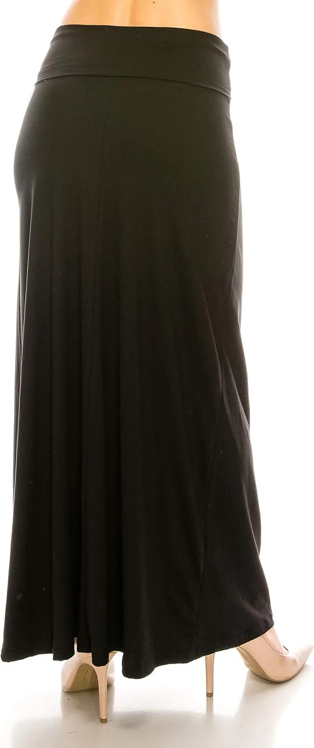 Eevee Women's Printed Foldover Waistband Fashionable Long Maxi Skirt Dress