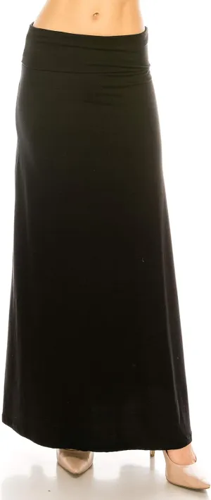Eevee Women's Printed Foldover Waistband Fashionable Long Maxi Skirt Dress