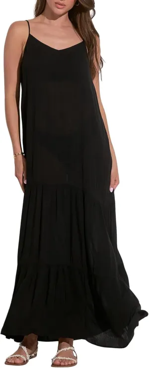 ELAN Women's Tulum Tiered Spaghetti Strap Maxi Dress