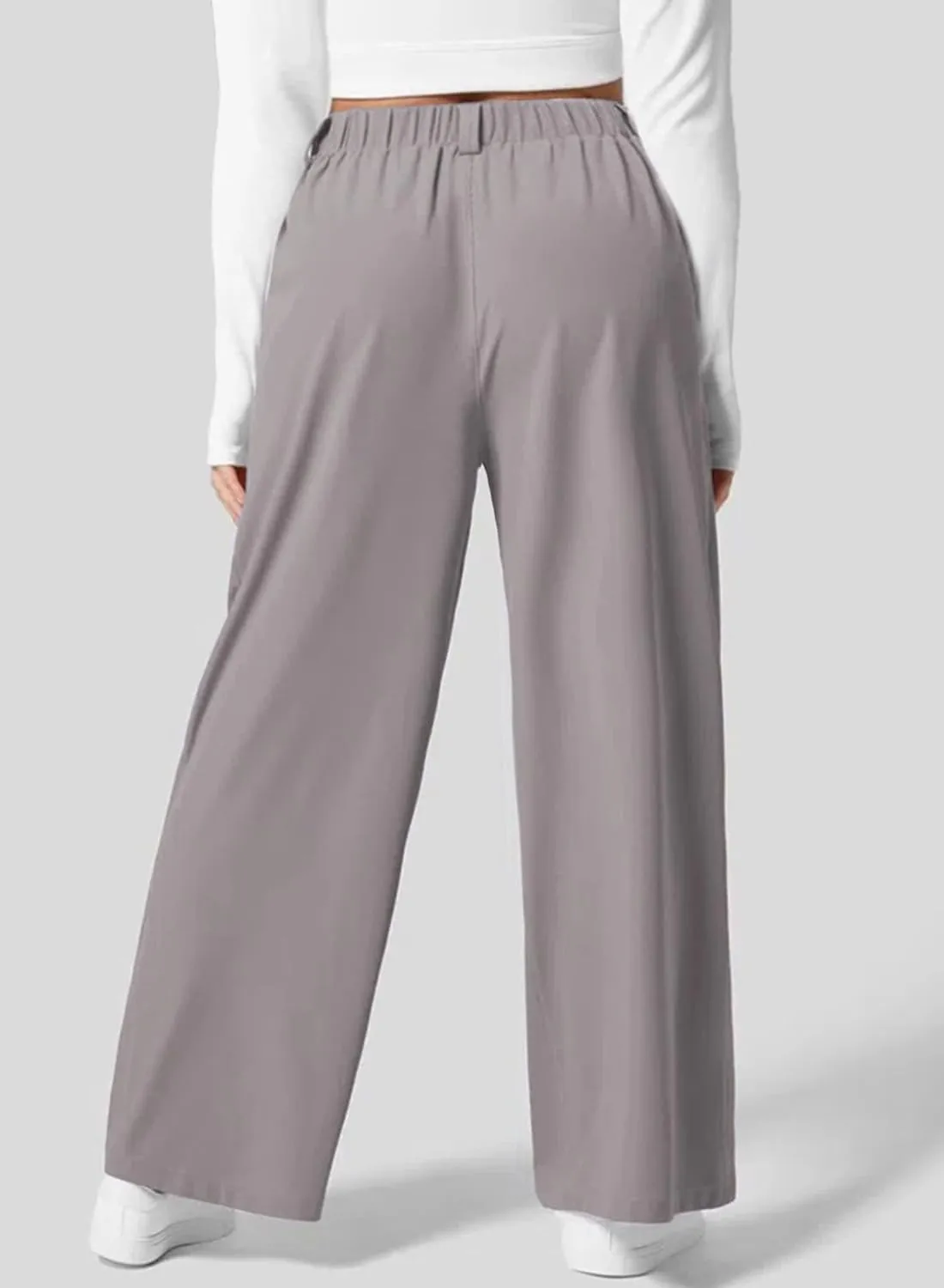 Eytino Womens Plus Size Wide Leg Dress Pants Elastic High Waisted Casual Waffle Palazzo Pants Trousers with Pockets(1X-5X)