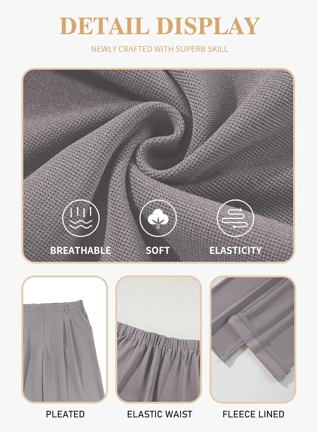 Eytino Womens Plus Size Wide Leg Dress Pants Elastic High Waisted Casual Waffle Palazzo Pants Trousers with Pockets(1X-5X)