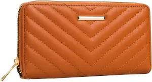 FACAI RFID Wallet Women Wristlet with Card Holder - Classic and Fashionable Design Cognac V