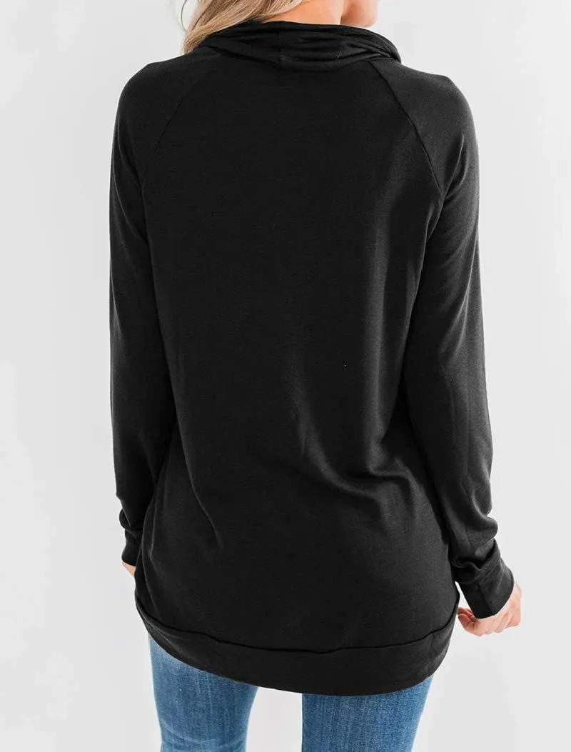 Fallorchid Womens Cowl Neck Tunic Tops Long Sleeve Pullovers Casual Drawstring Sweatshirts