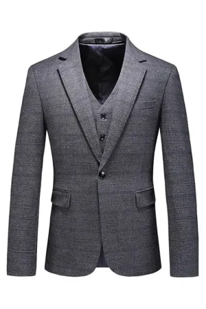 Fancy Gray Notched Lapel Three Pieces Business Suits One Button Prom Suits