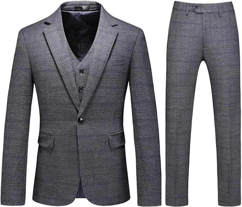 Fancy Gray Notched Lapel Three Pieces Business Suits One Button Prom Suits