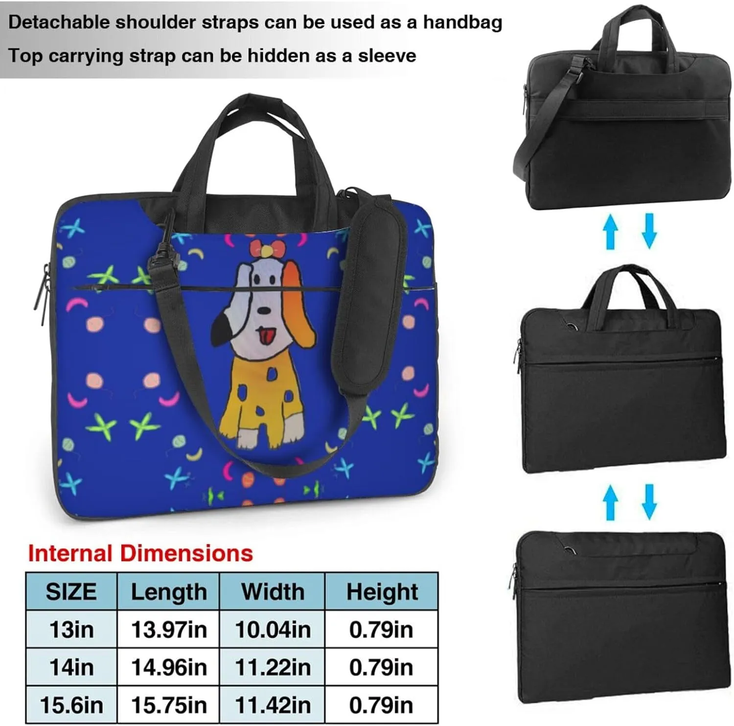 Fantasy cartoon dog pattern Fashionable and ultra-thin shoulder laptop bag Shockproof soft lining
