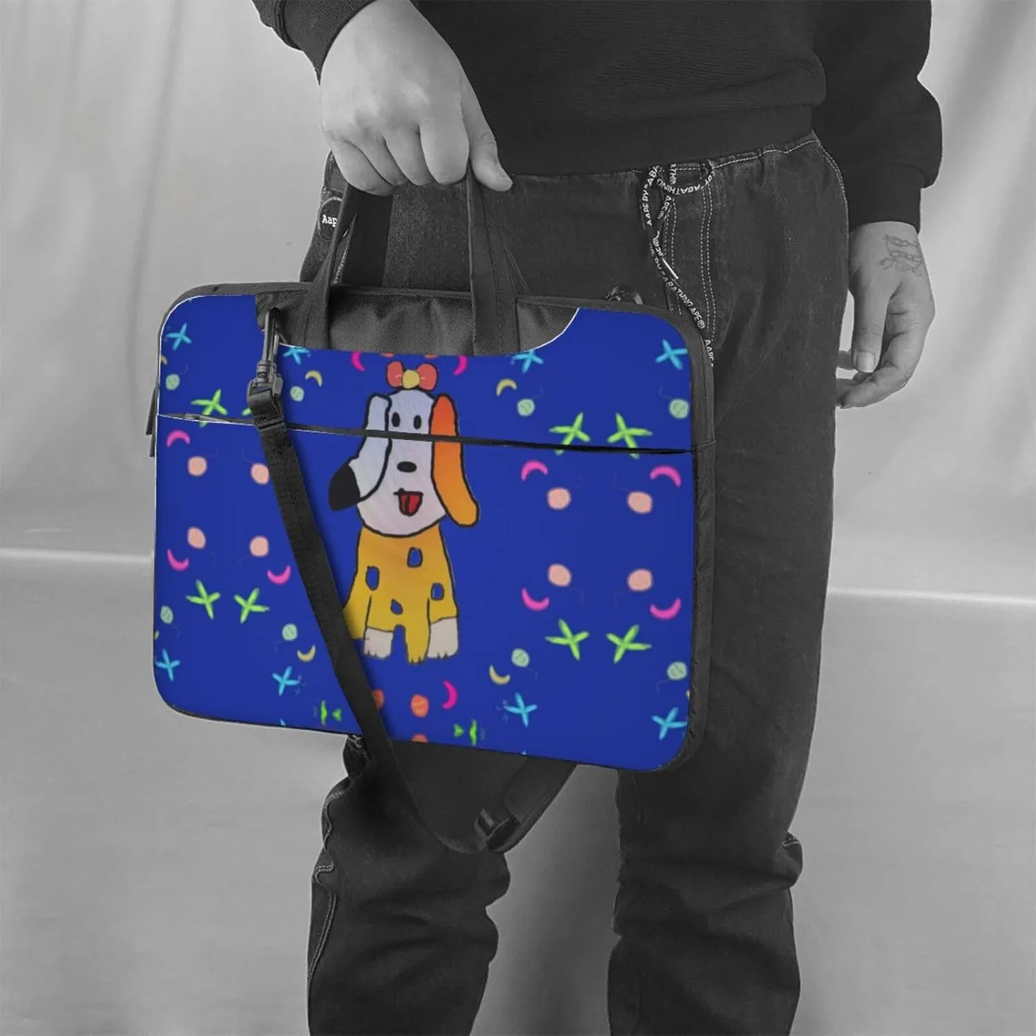 Fantasy cartoon dog pattern Fashionable and ultra-thin shoulder laptop bag Shockproof soft lining
