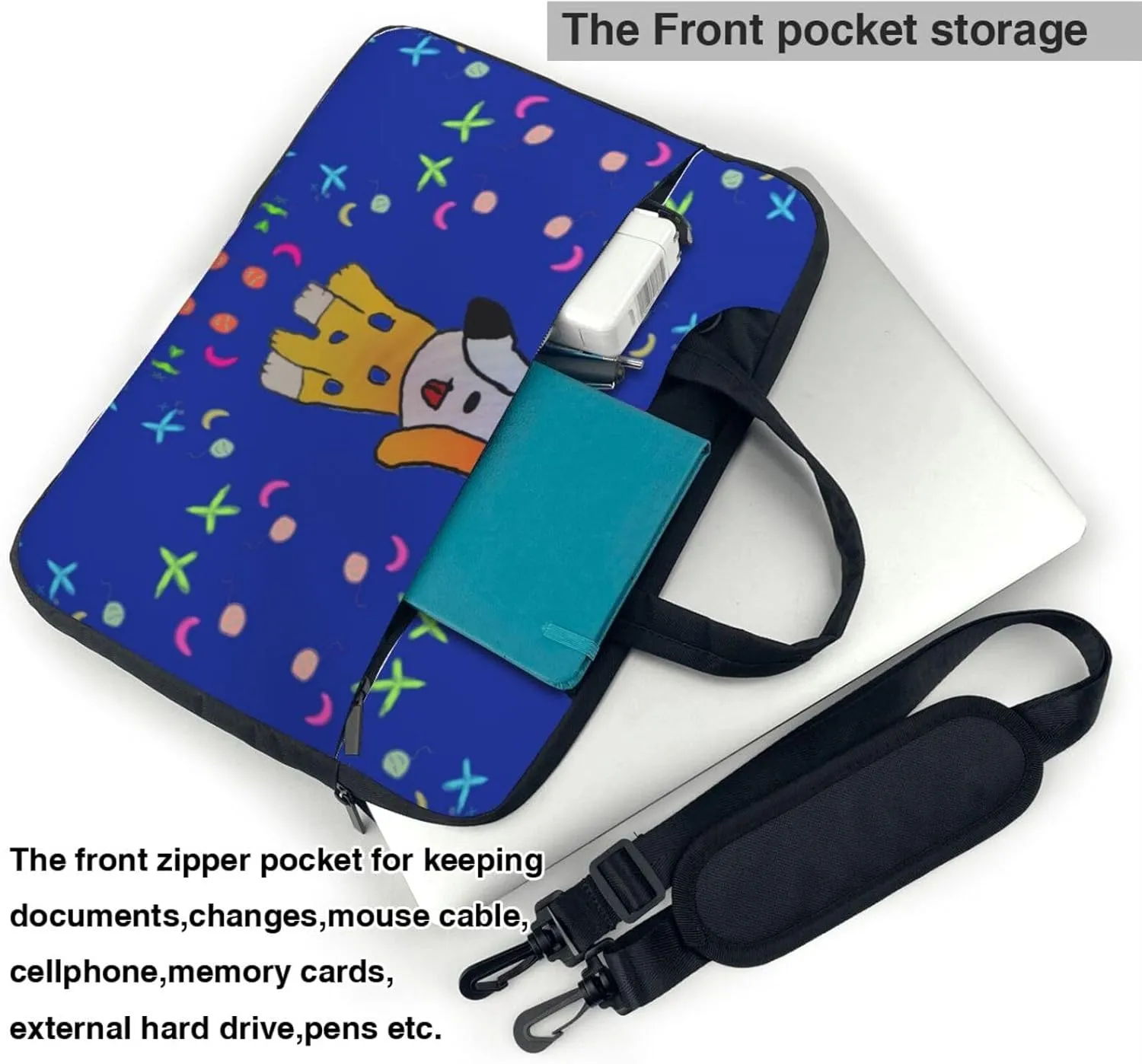 Fantasy cartoon dog pattern Fashionable and ultra-thin shoulder laptop bag Shockproof soft lining