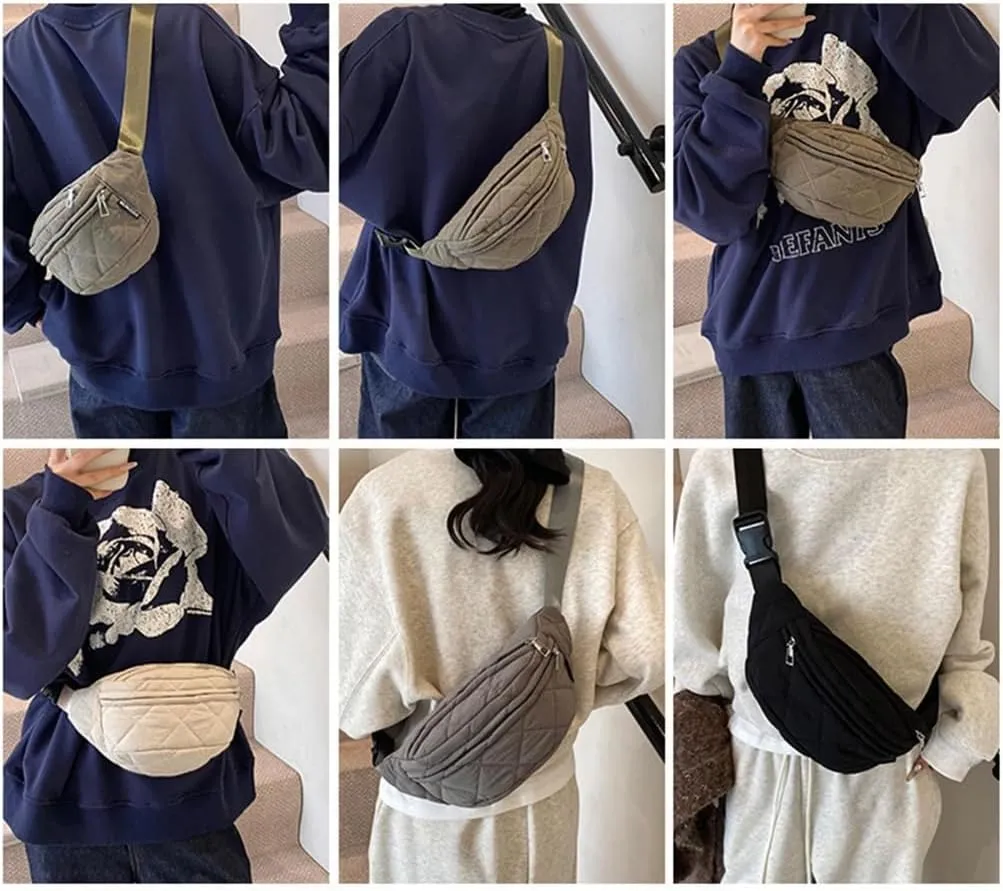 Fashionable Crossbody Bag Casual Waist Pack Shoulder Bags with Multiple Compartments and Adjustable Strap