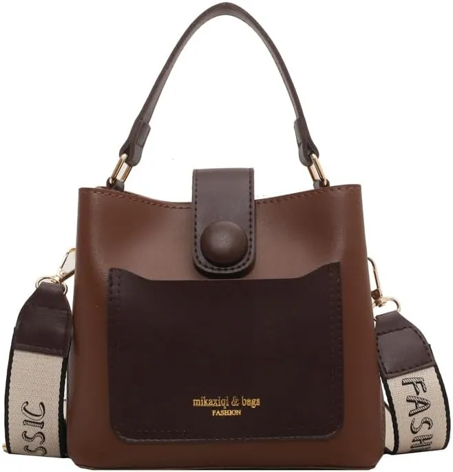 Fashionable Hand Shoulder Crossbody Women's All-Match Vintage Bucket Bag-Coffee