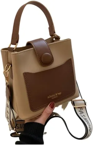 Fashionable Hand Shoulder Crossbody Women's All-Match Vintage Bucket Bag-Khaki